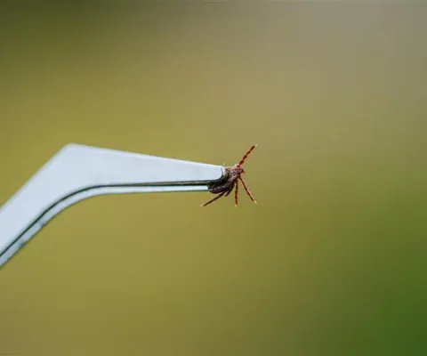 tweezers holding a tick